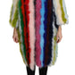 Dolce & Gabbana Multicolor Turkey Feather Cape Fur Coat