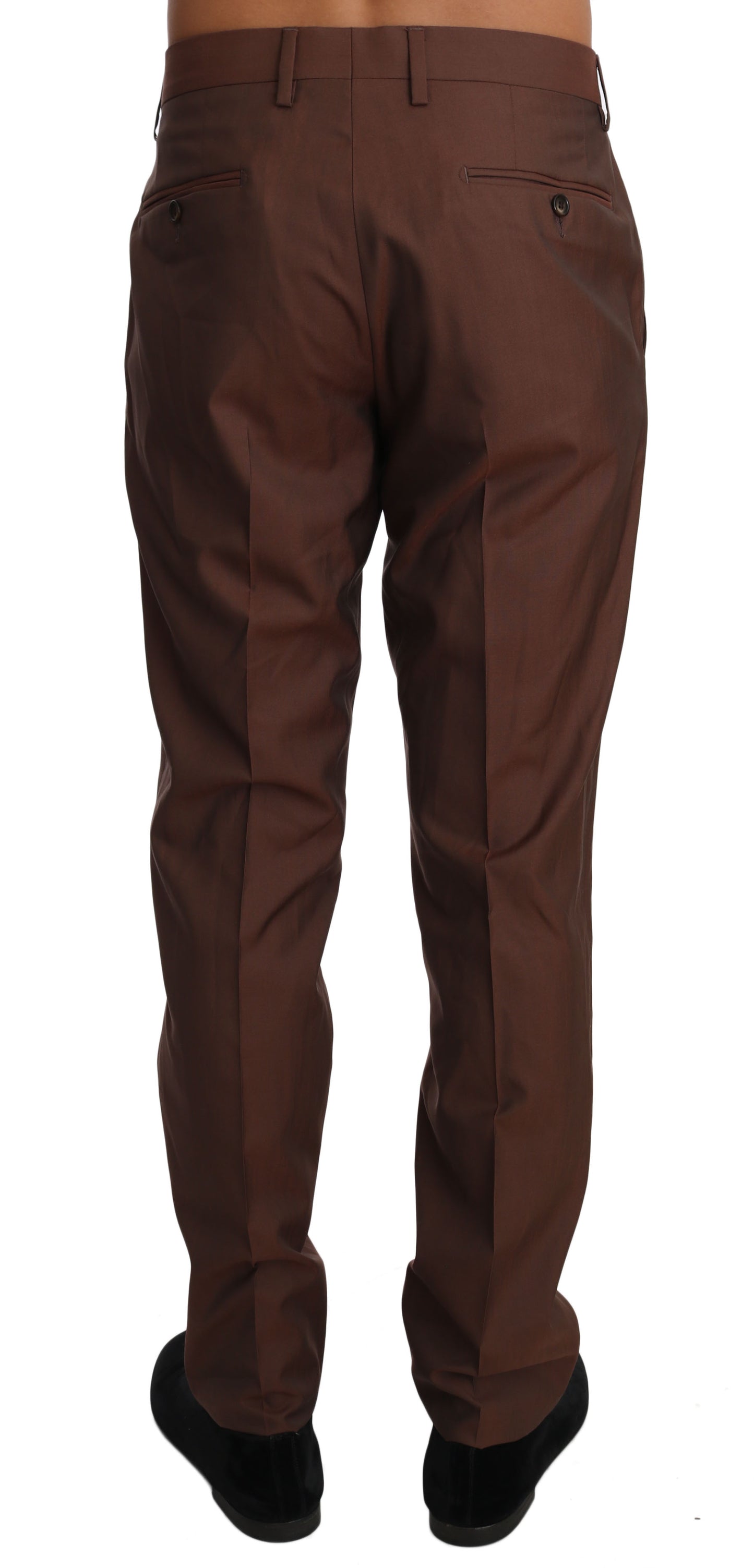 Dolce & Gabbana Brown Wool Silk Formal Trousers Pants