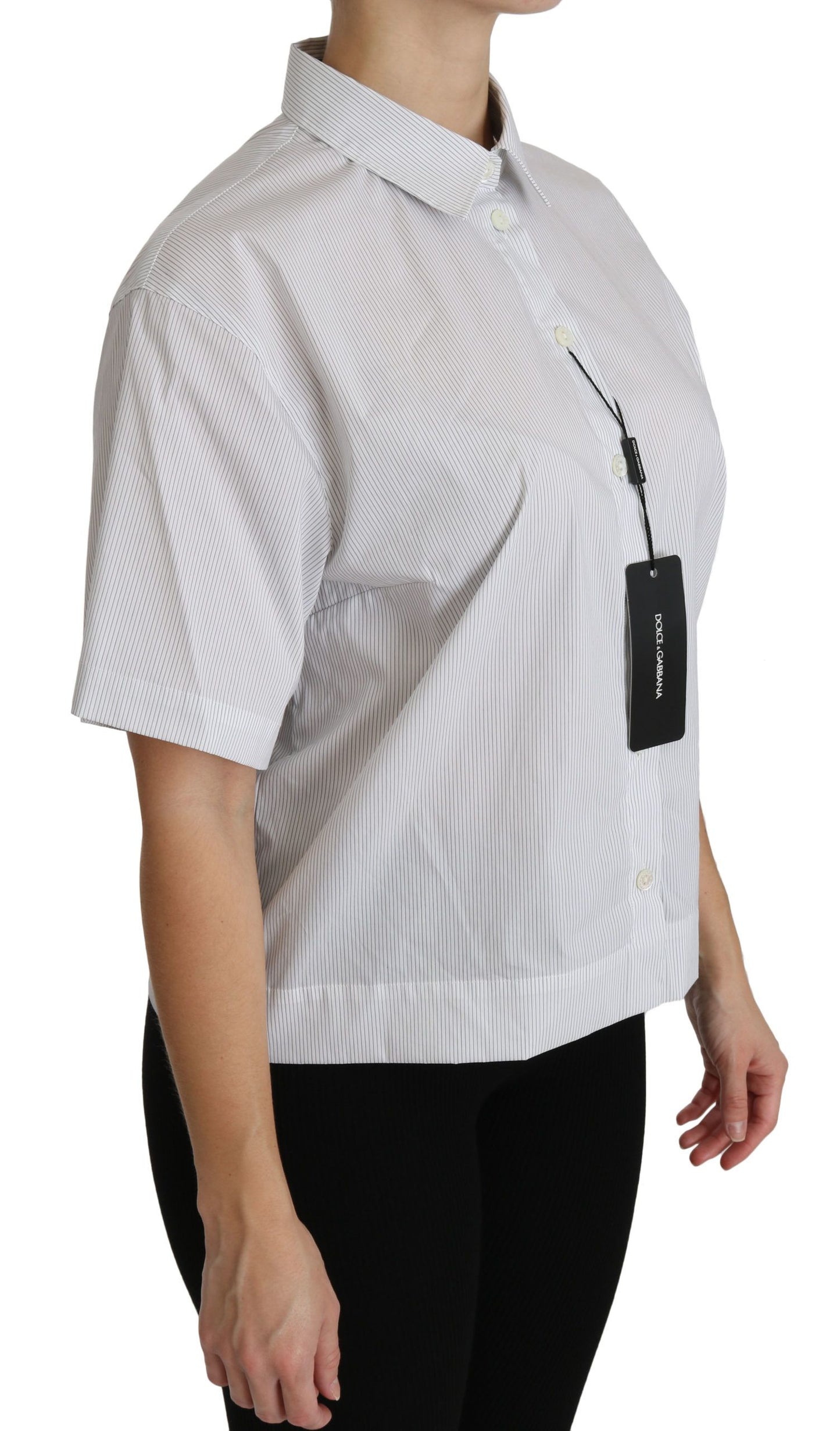 Dolce & Gabbana White Collared Short Sleeve Polo Shirt Top