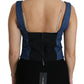 Dolce & Gabbana Blue Sleeveless Bustier Blouse Cotton Top