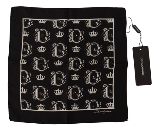 Dolce & Gabbana Black DG Crown Print Square Handkerchief