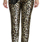 Dolce & Gabbana Brown Leopard Sequined High Waist Pants