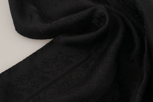 Dolce & Gabbana Black Flora Design Mens Square Handkerchief Scarf