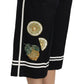 Dolce & Gabbana Black Lemon Embellished Palazzo Cropped Pants