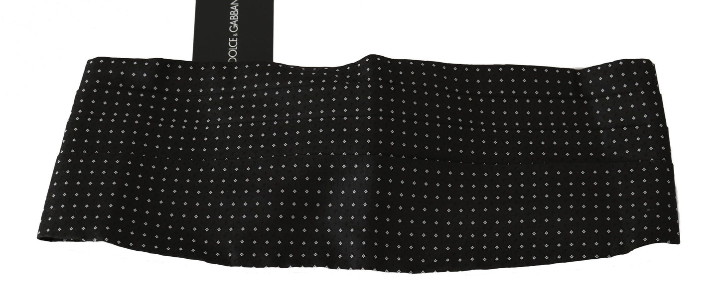 Dolce & Gabbana Black Dotted Waist Belt Silk Cummerbund