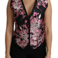 Dolce & Gabbana Black Pink Floral Waistcoat Vest Blouse Top