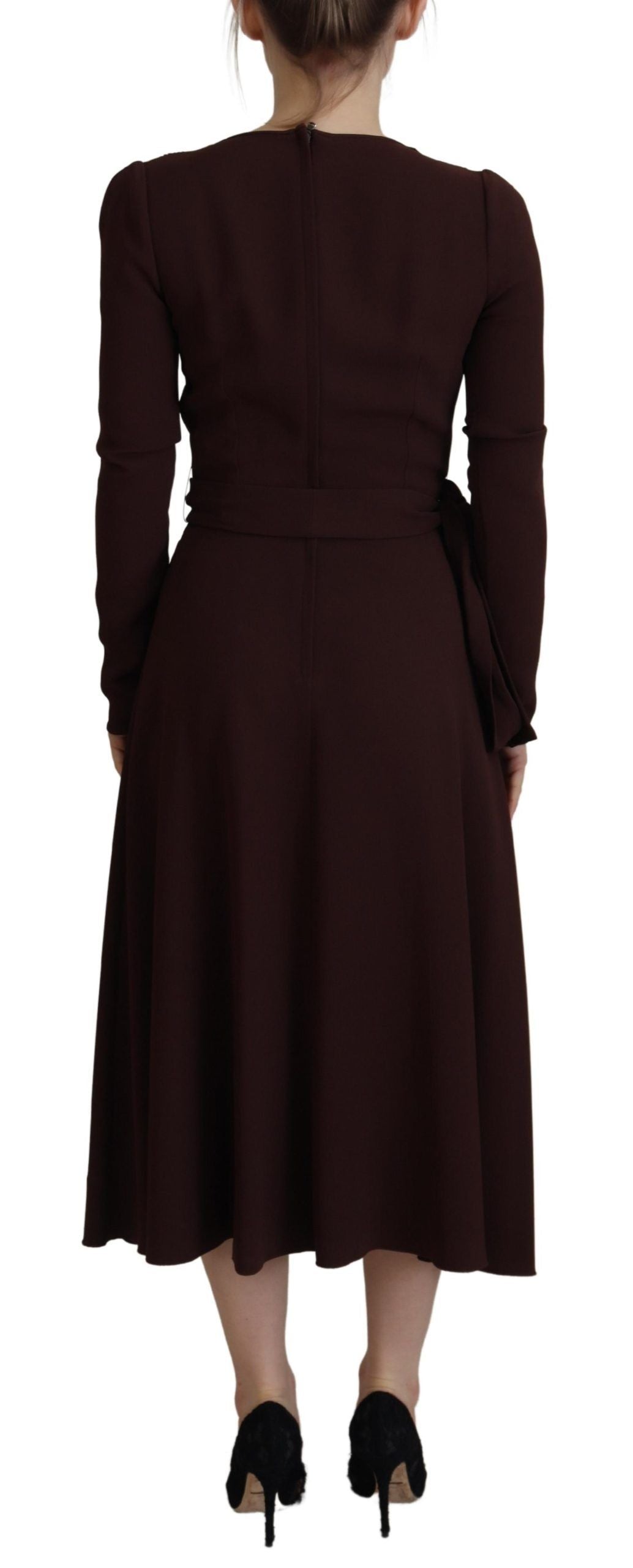 Dolce & Gabbana Elegant Brown Long Sleeve Wrap Dress