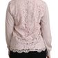 Dolce & Gabbana Silk Pink Long Sleeve Lace Top Sweater