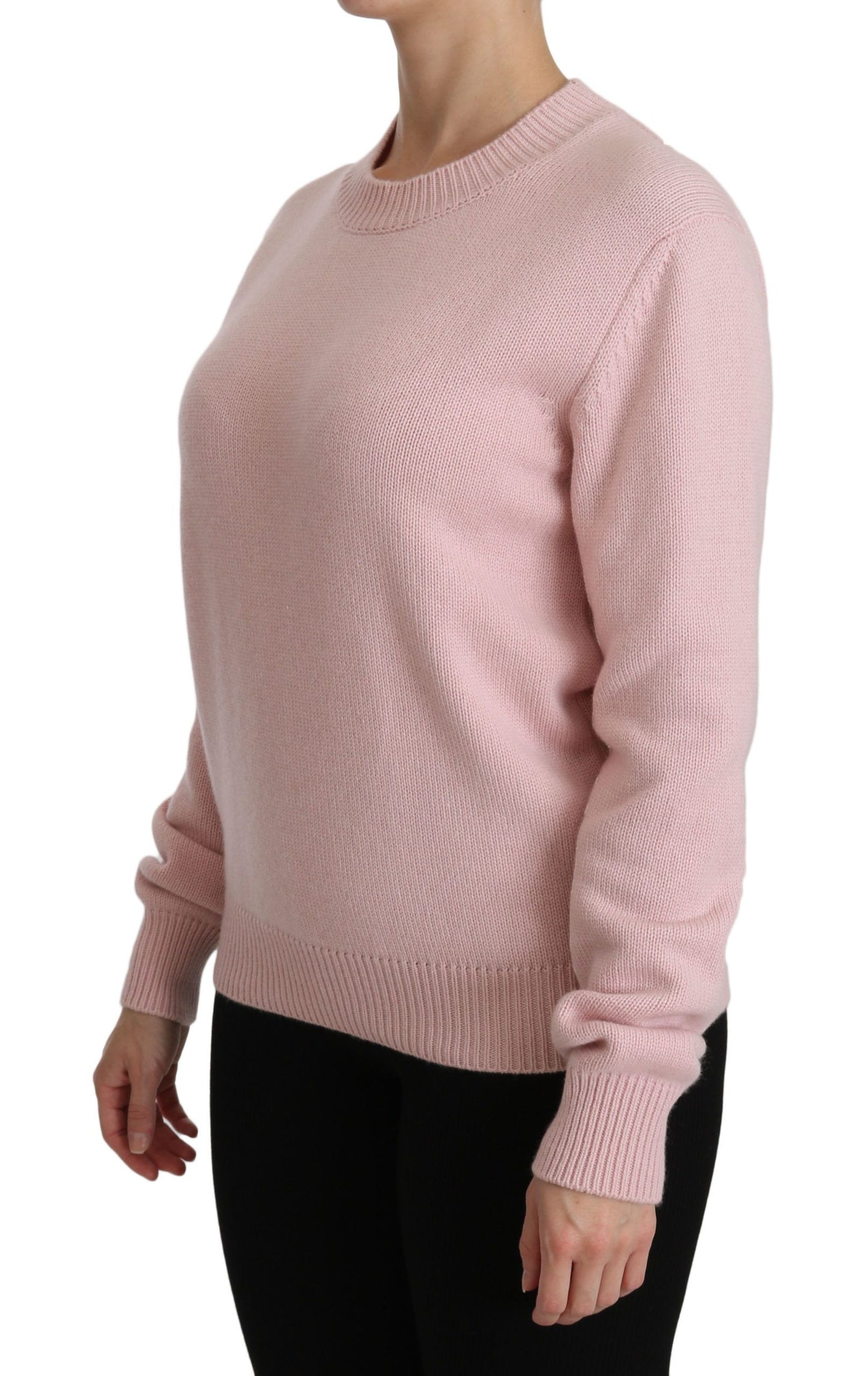 Dolce & Gabbana Pink Crew Neck Cashmere Pullover Sweater