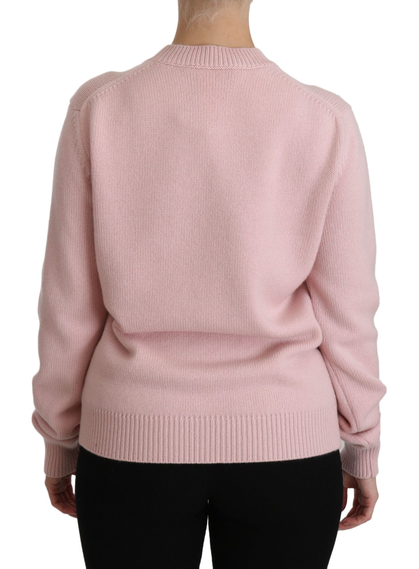 Dolce & Gabbana Pink Crew Neck Cashmere Pullover Sweater