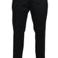 Dolce & Gabbana Black Cotton Brocade Formal Trousers Pants