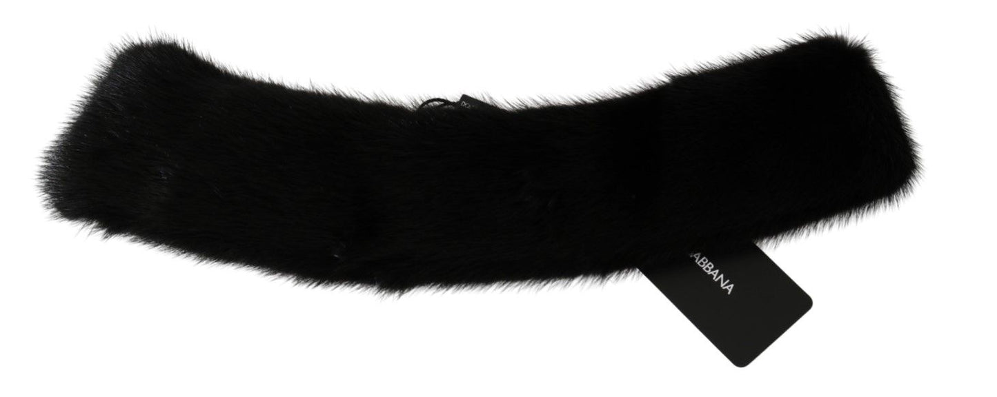 Dolce & Gabbana Black Fur Neck Collar 100%  Mink Scarf