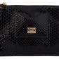 Dolce & Gabbana Black Leather Coin Purse Wristlet Mirror Agnese Wallet