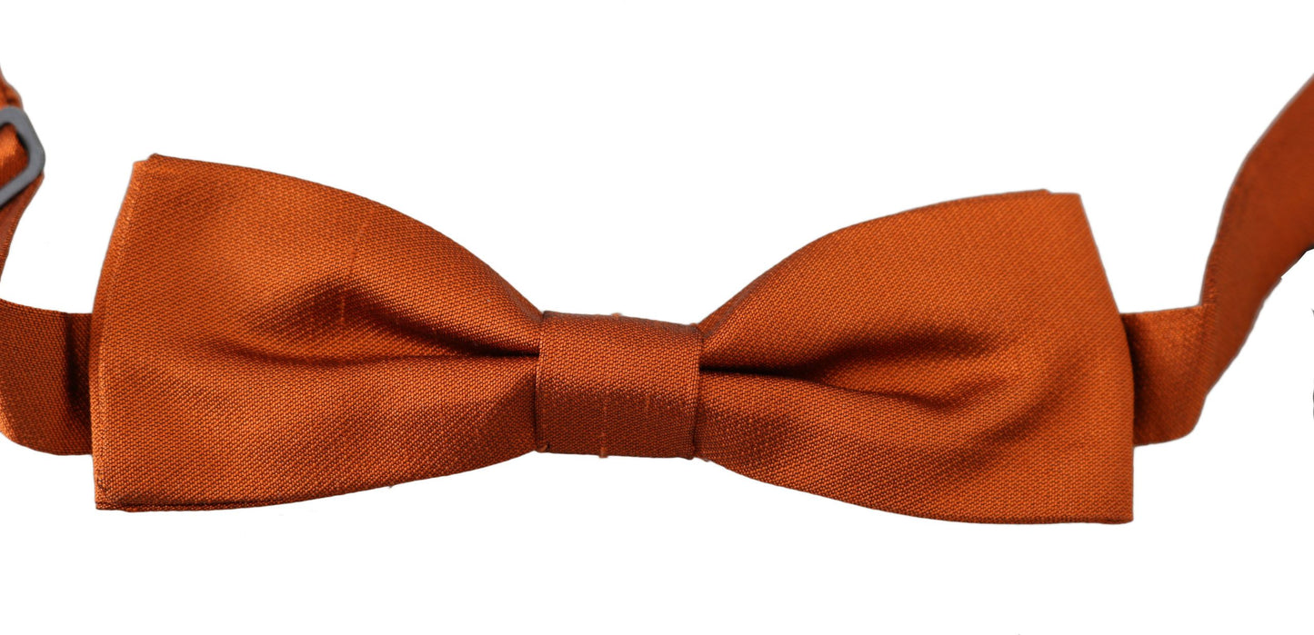 Dolce & Gabbana Men Dark Orange Silk Adjustable Neck Papillon Bow Tie