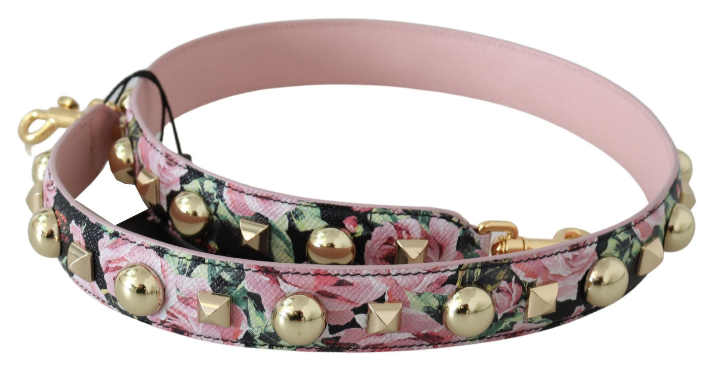 Dolce & Gabbana Pink Floral Gold Studs Bag Accessory Shoulder Strap