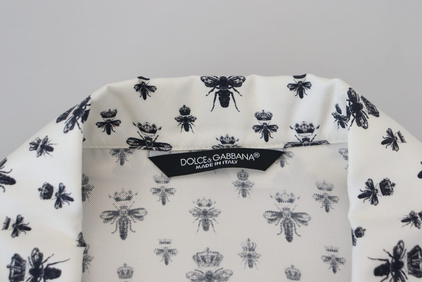 Dolce & Gabbana Elegant Silk Pajama Top with Crown Bee Print