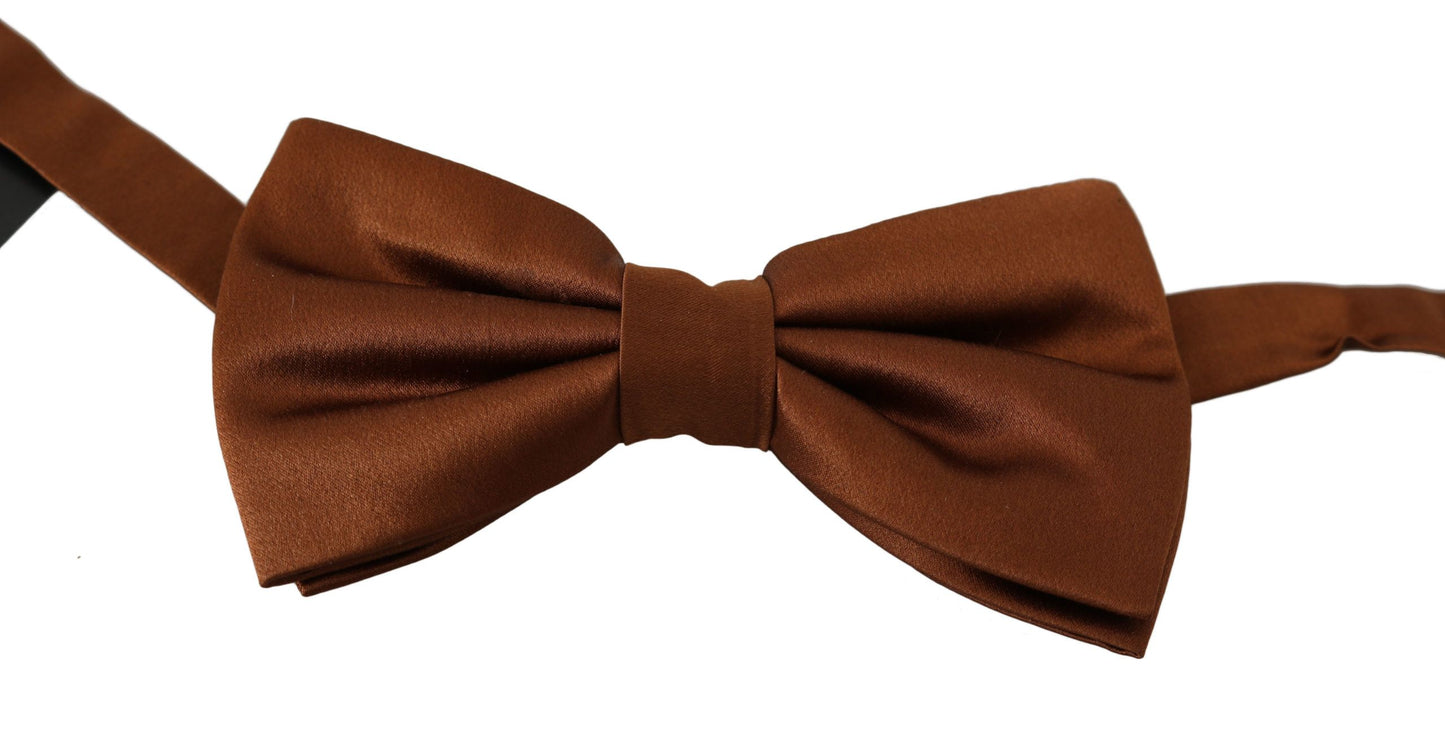 Dolce & Gabbana Men Brown 100% Silk Adjustable Neck Papillon Bow Tie