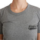 Dolce & Gabbana Gray Crewneck Amore Patch Cotton Top T-shirt