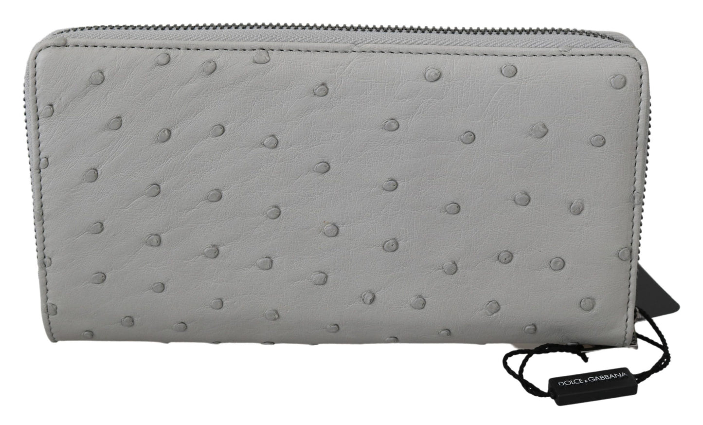 Dolce & Gabbana White Ostrich Leather Continental Mens Clutch Wallet