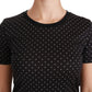 Dolce & Gabbana Black Dotted Crewneck Cotton Top T-shirt