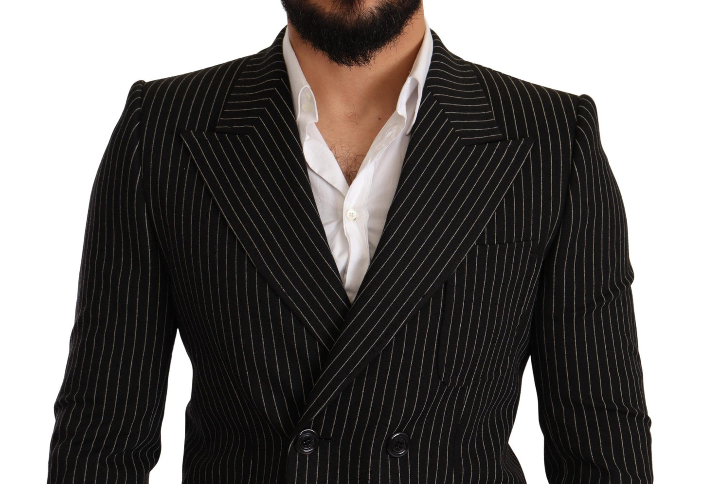 Dolce & Gabbana Elegant Striped Wool Blazer with Silk Lining
