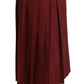 Dolce & Gabbana Red High Waist Pleated Maxi Wool Skirt