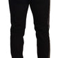 Dolce & Gabbana Heraldic Embroidered Slim Fit Black Jeans
