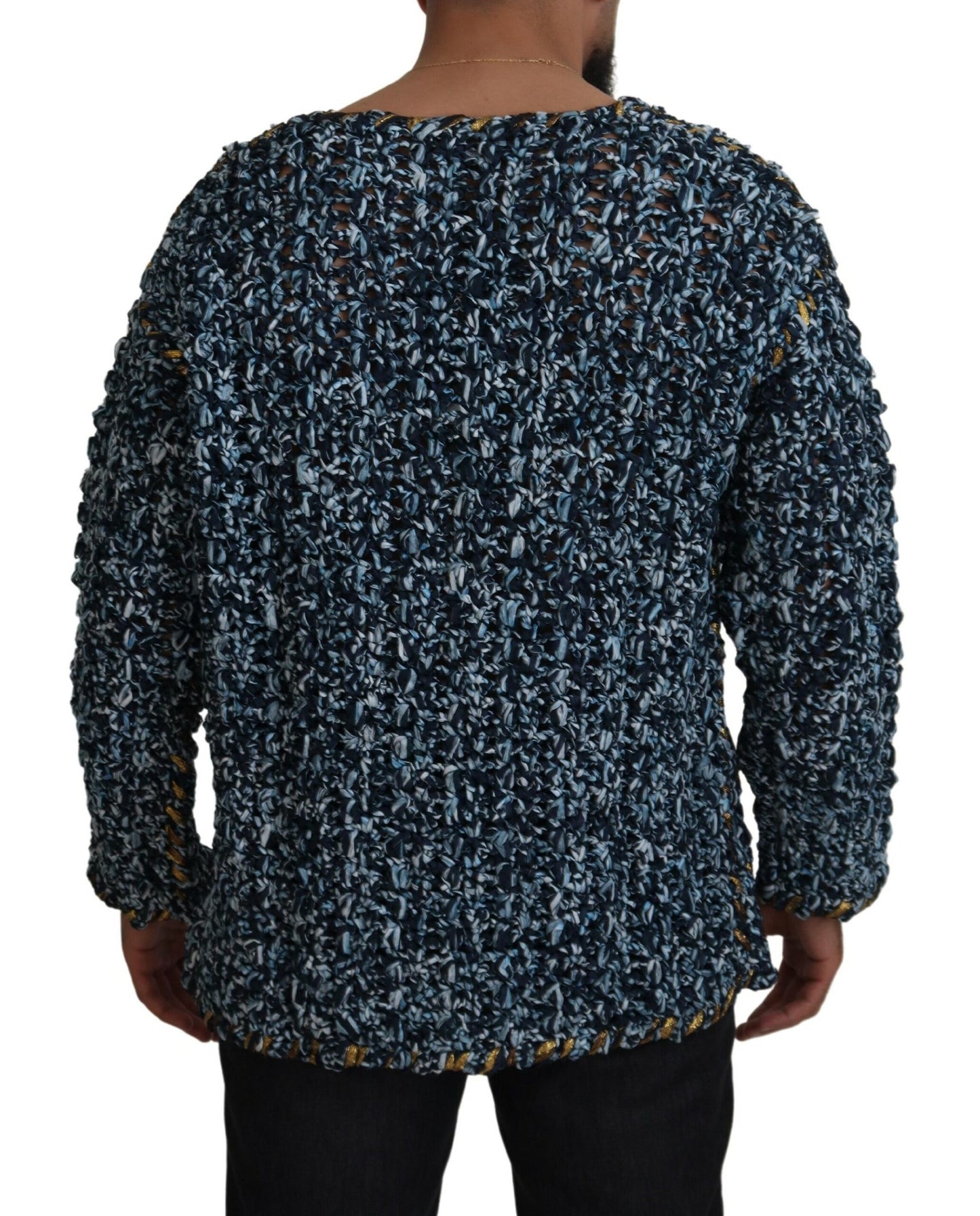 Dolce & Gabbana Elegant Blue V-Neck Cardigan Sweater
