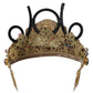 Dolce & Gabbana Gold Brass Floral Crystals LED Lights Crown Tiara Diadem