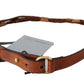 Scervino Street Brown Leather Braided Rope Gold Buckle  Belt