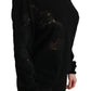 Dolce & Gabbana Black Cashmere Floral Lace Cutout Sweater