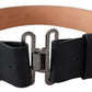 Ermanno Scervino Black Leather Vintage Military Buckle Waist  Belt