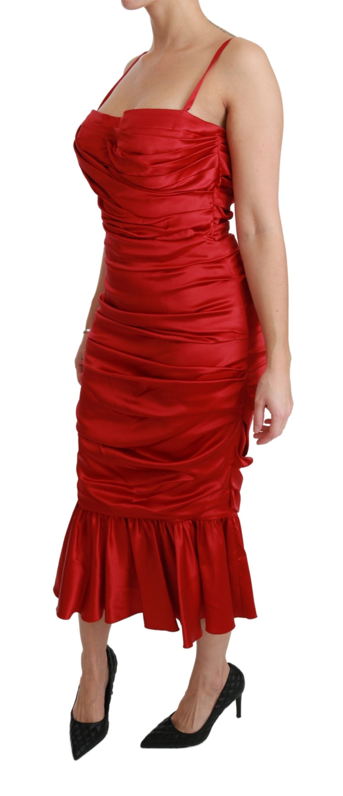 Dolce & Gabbana Red Silk Stretch Mermaid Bodycon Dress