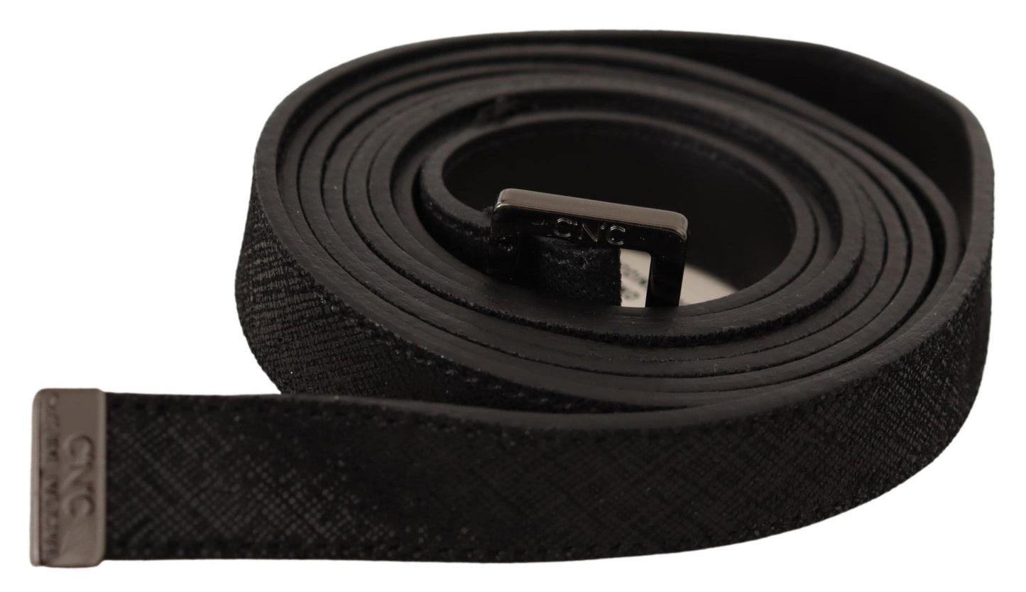 Costume National Black Leather Metal Buckle Waist Belt