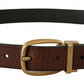 Dolce & Gabbana Elegant Brown Leather Belt with Logo Buckle
