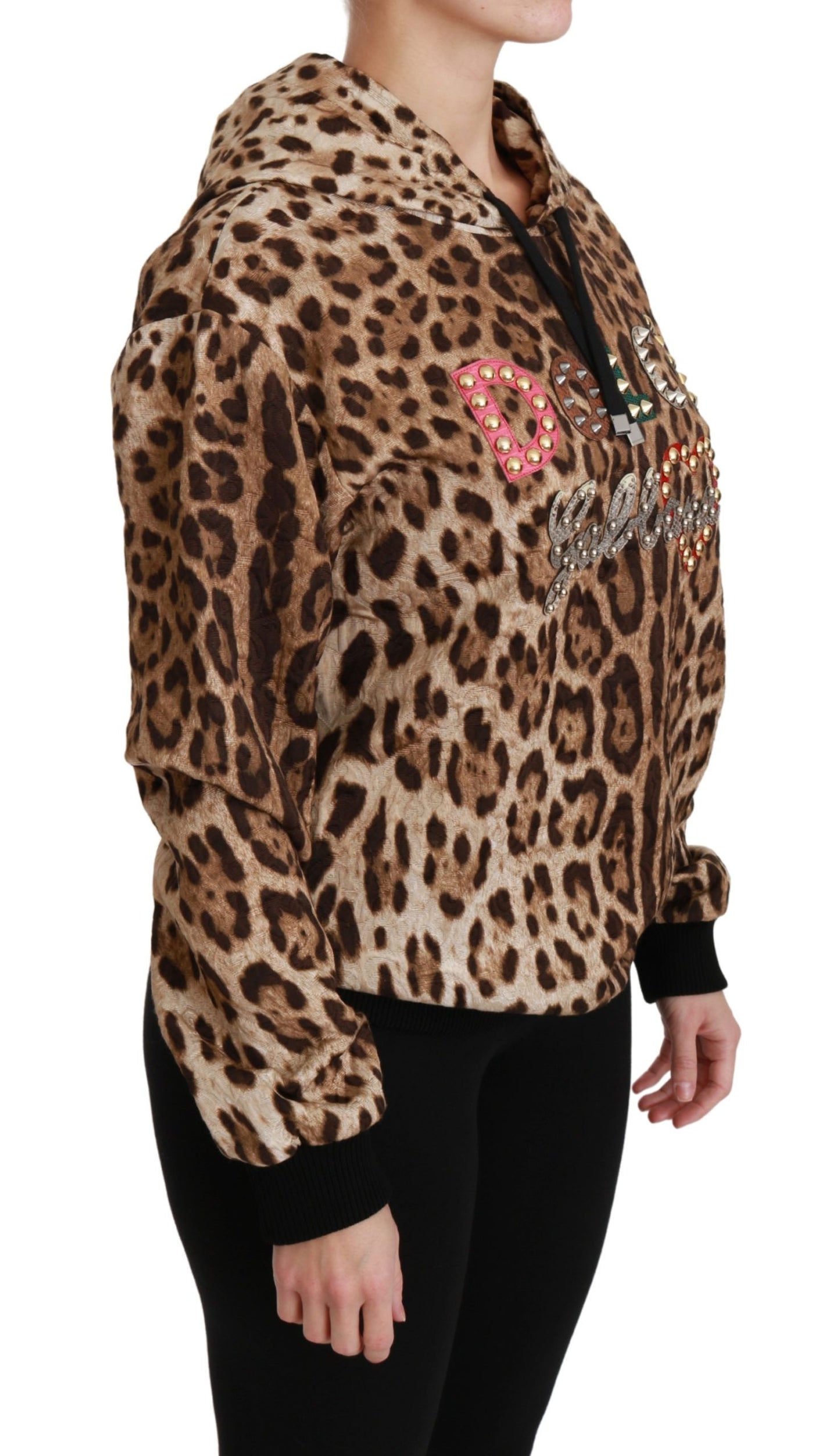 Dolce & Gabbana Brown Hooded Studded Ayers Leopard Sweater