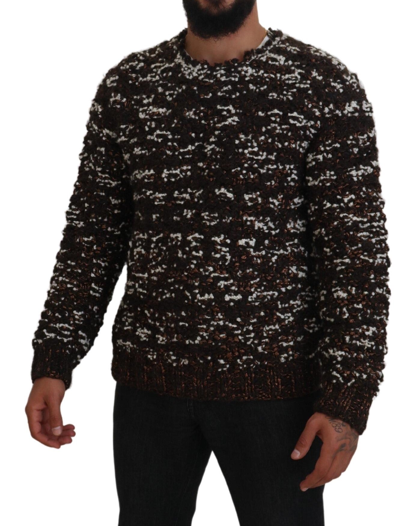 Dolce & Gabbana Elegant Bronze Knit Pullover Sweater