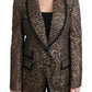 Dolce & Gabbana Gold Black Lace Blazer Coat Floral Jacket