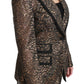 Dolce & Gabbana Gold Black Lace Blazer Coat Floral Jacket