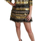 Dolce & Gabbana Polyester Black Gold Leopard Shift Mini Dress