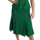 Dolce & Gabbana Green Heart Patch Mermaid Midi Viscose Dress