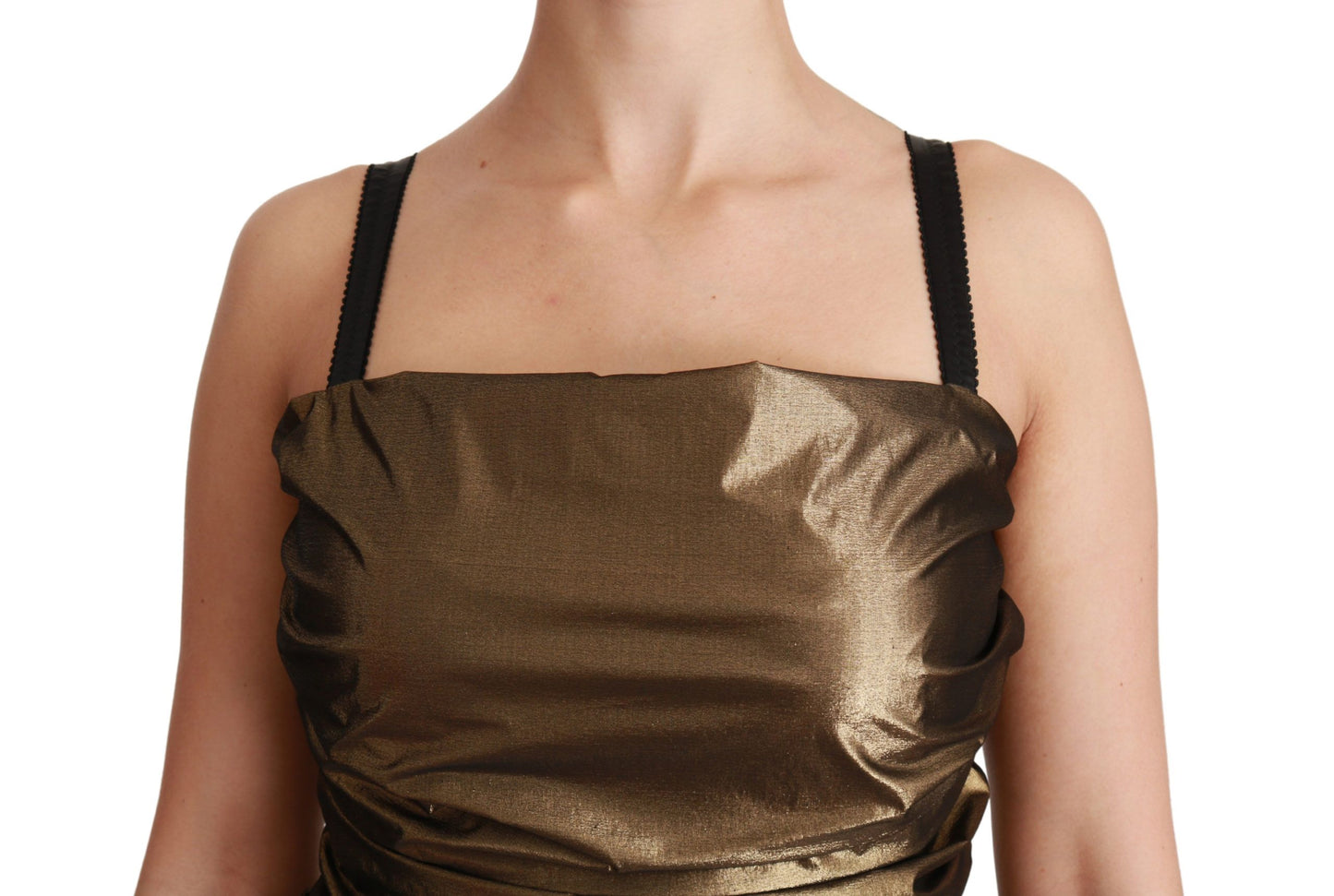 Dolce & Gabbana Nylon Bronze Bodycon Sheath Mini Dress