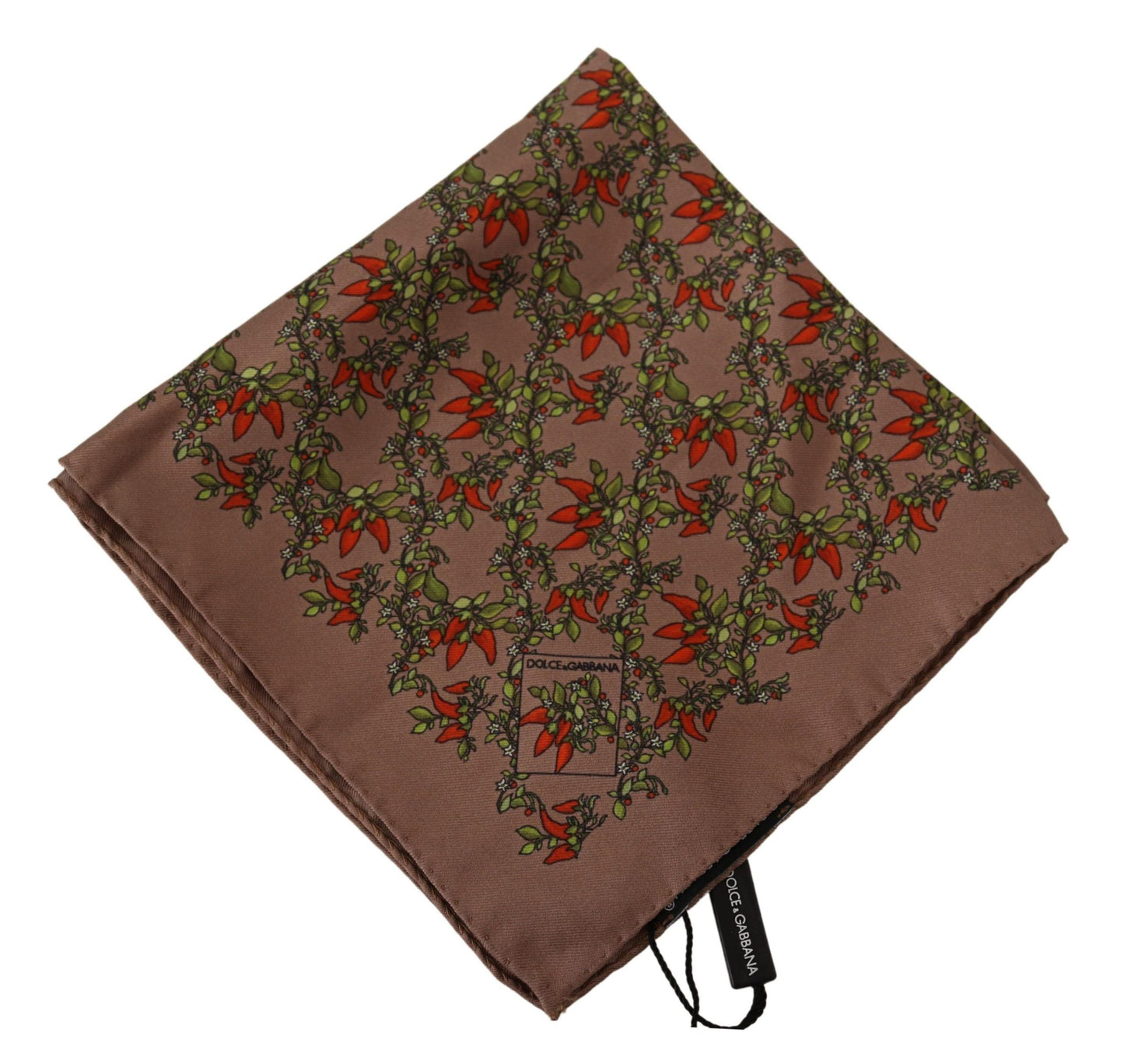 Dolce & Gabbana Brown Carrots Print Silk Handkerchief