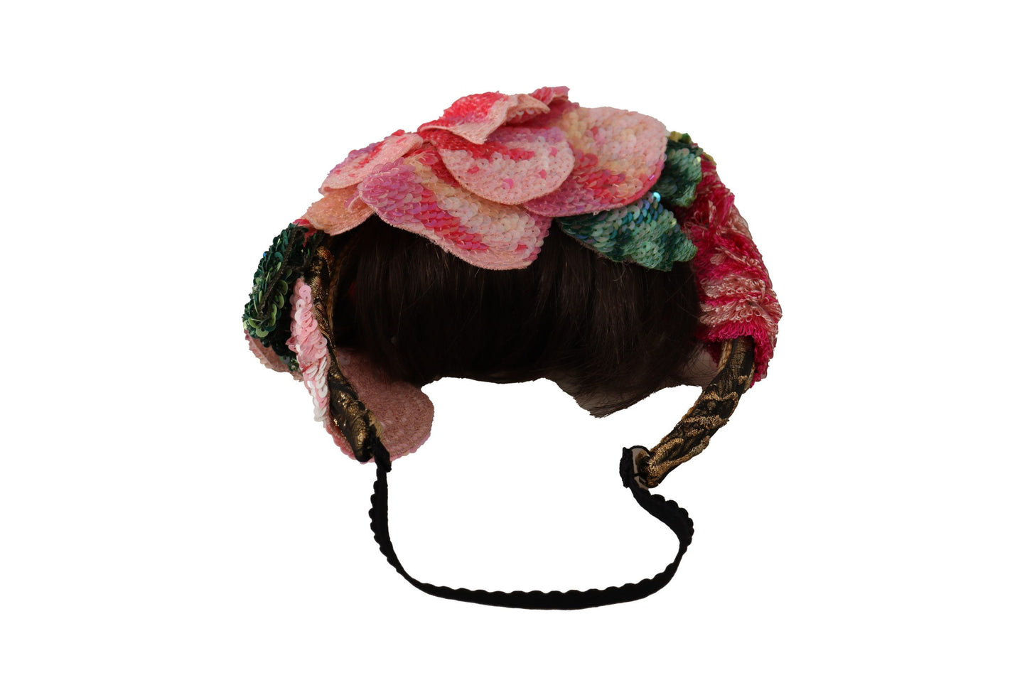 Dolce & Gabbana Multicolor Sequined Lurex Black Hair Headband