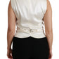 Dolce & Gabbana White Waistcoat Slim Vest Silk Top
