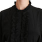 Dolce & Gabbana Black Silk Shirt Ruffled Top Blouse