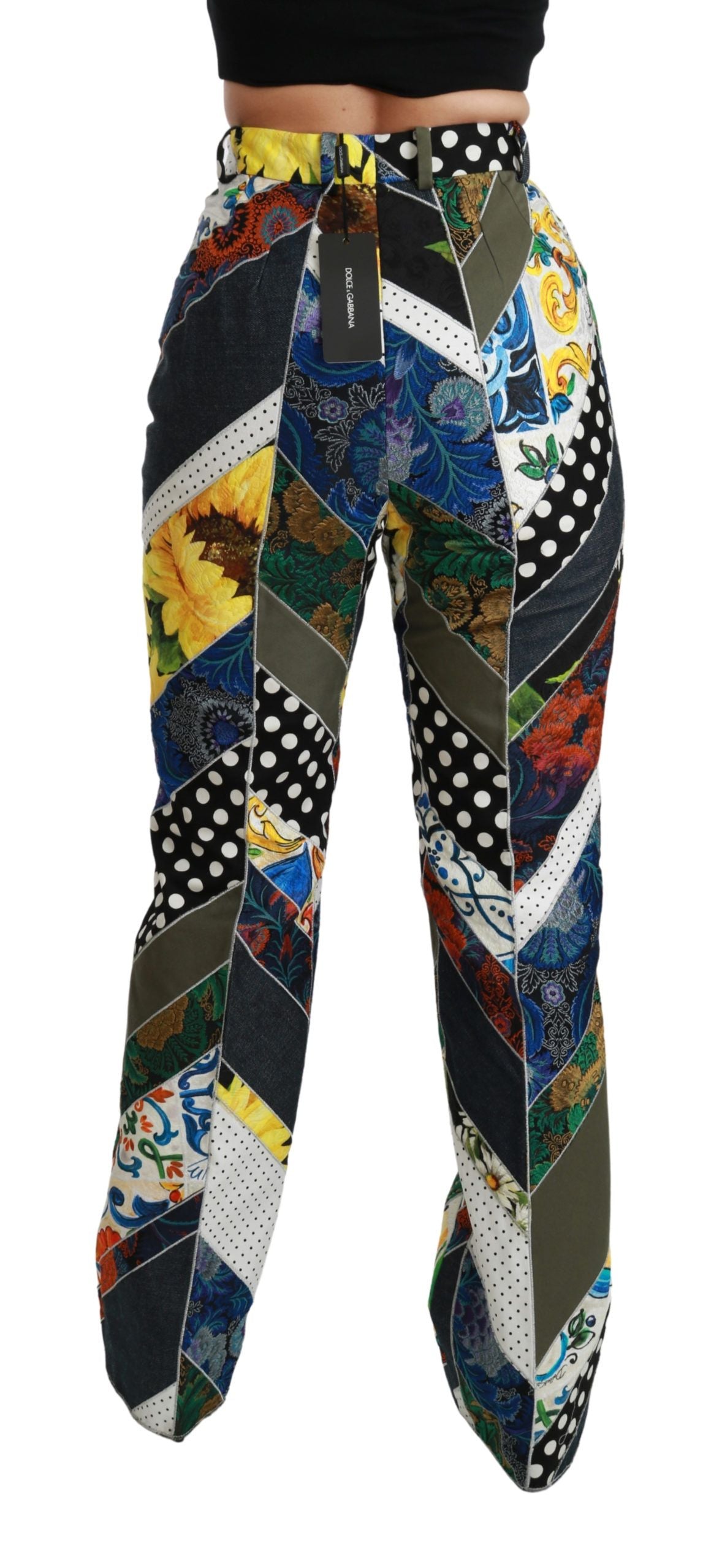 Dolce & Gabbana Multicolor Print High Waist Straight Pants