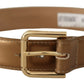Dolce & Gabbana Bronze Leather Belt with Gold-Toned Buckle