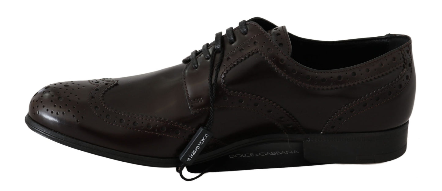 Dolce & Gabbana Elegant Brown Leather Oxford Flats