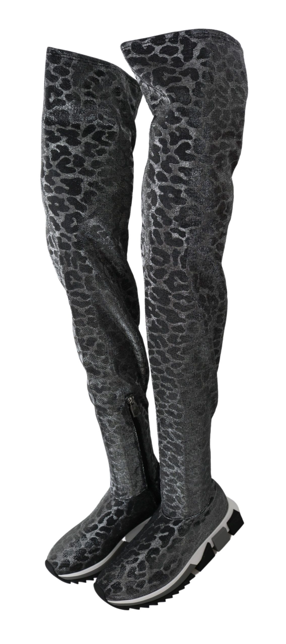 Dolce & Gabbana Elegant Leopard Booties Above Knee Shoes